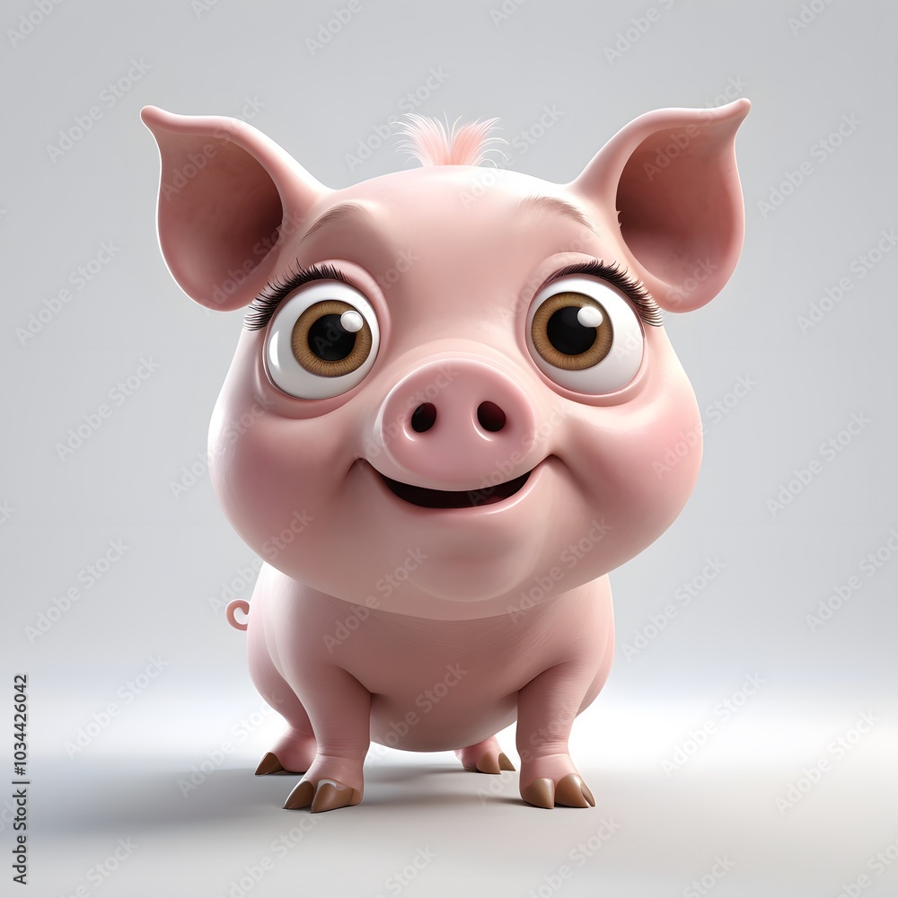 Animals with big eyes on white background Created with Generative AI technology. Animals with big eyes on white background Created with Generative AI technology.