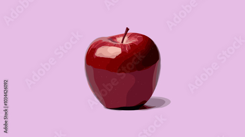 A single red apple on a white background.