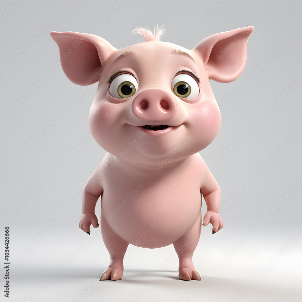 Fototapeta premium Animals with big eyes on white background Created with Generative AI technology.