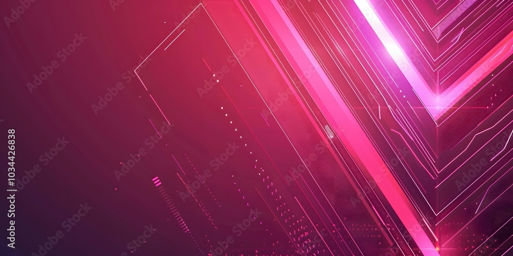 Fototapeta premium Dark pink abstract background with glowing arrow lines. Modern shiny blue geometric lines design. Technology futuristic concept. Horizontal banner template. Suit for cover, header, poster, banner, web