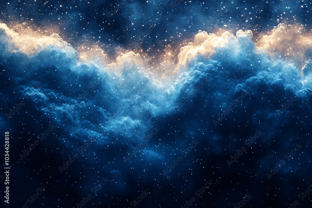 Fototapeta premium Abstract watercolor blue background with a serene underwater or night sky atmosphere. Suitable for graphic design and artistic projects.