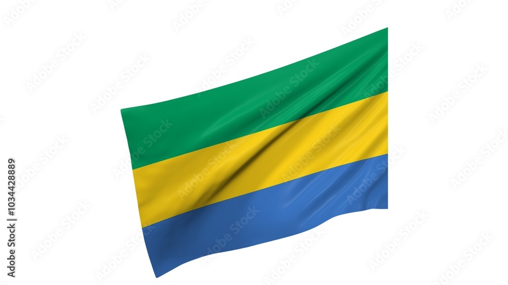 Gabon officially the Gabonese Republic national flag isolated on white background. Gabon officially the Gabonese Republic national flag isolated on white background.