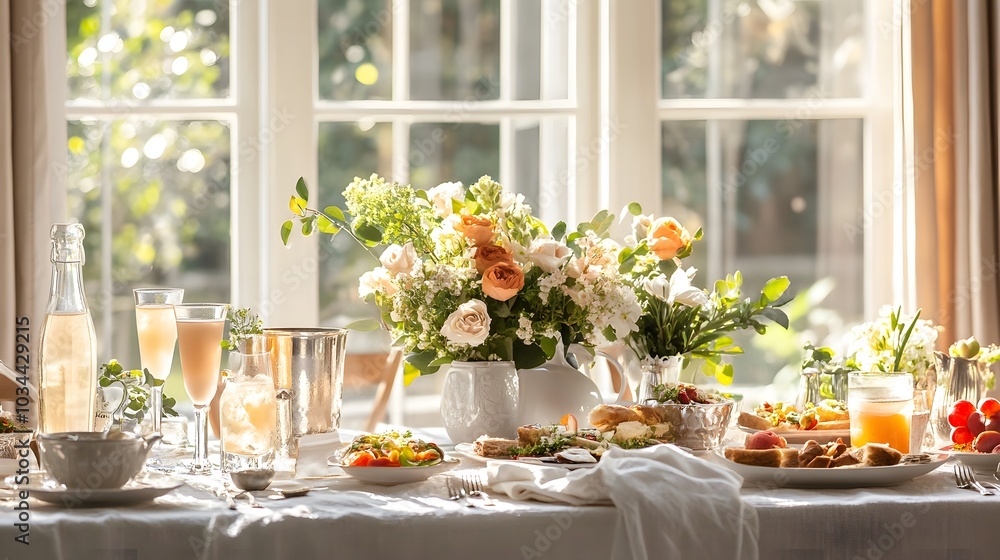 Beautiful Brunch Table with festive dishes Beautiful Brunch Table with festive dishes