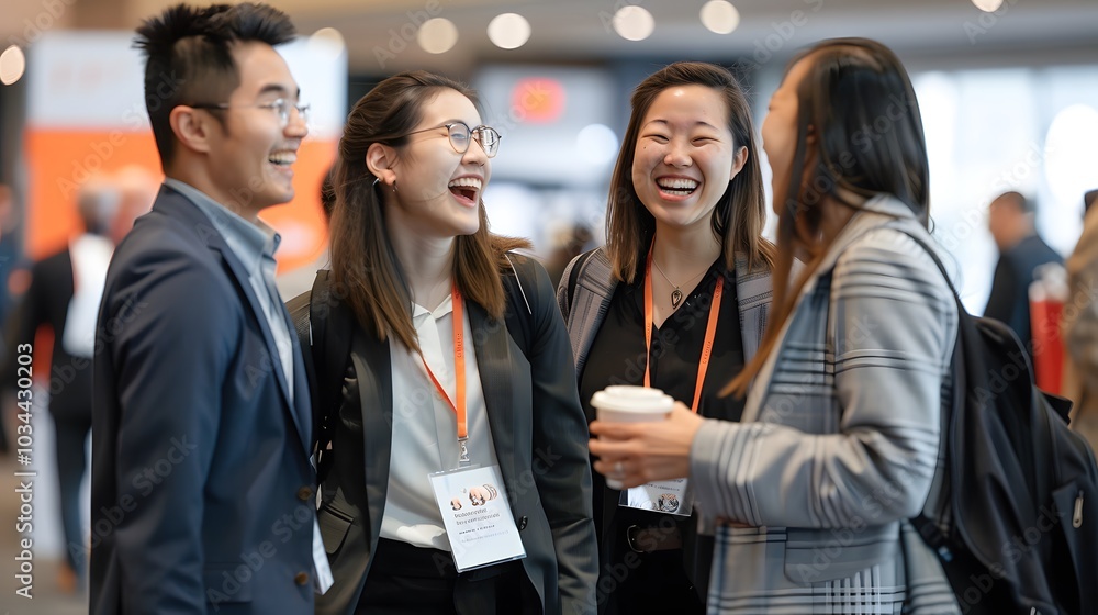 Individuals in business casual attitude as they laugh