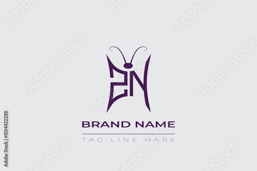 ZN Butterfly logo design. Butterfly initials Z and N line art logo template. This design can be used in cosmetics fashion and jewelry. 