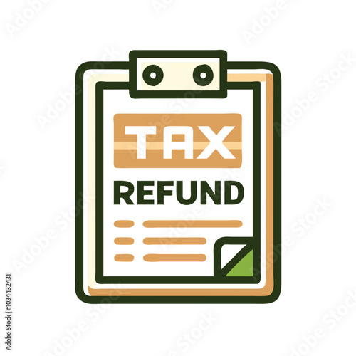 A tax return form is shown with a green clip. The form is rectangular and has a green border
