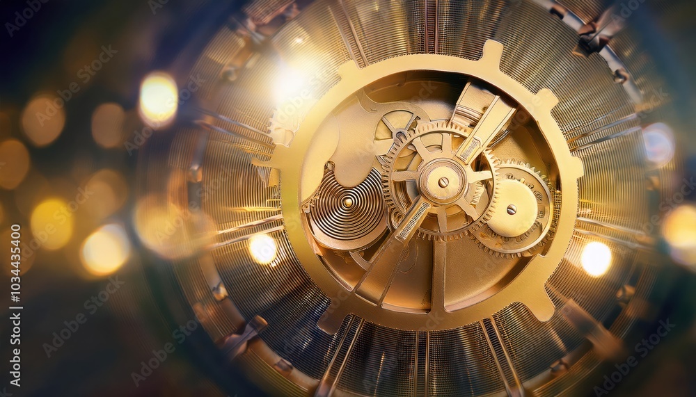 Inside mechanism, clockwork with working gears. Close-up, detailed. 3D rendering Inside mechanism, clockwork with working gears. Close-up, detailed. 3D rendering