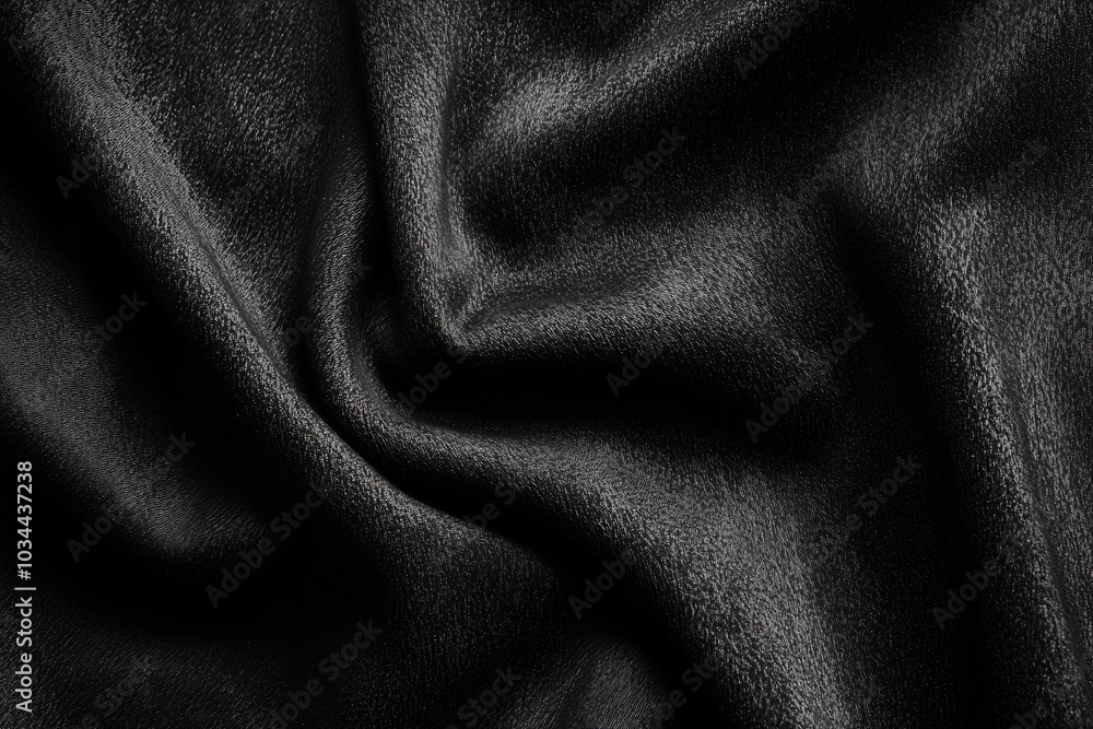 Fototapeta premium Black luxury velvet satin silk material waves background