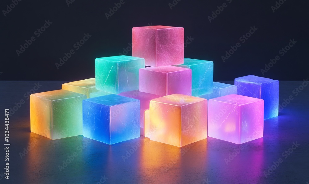 Obraz premium Glowing cubes. Innovation and creativity concept