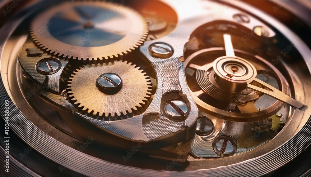 Inside mechanism, clockwork with working gears. Close-up, detailed. 3D rendering Inside mechanism, clockwork with working gears. Close-up, detailed. 3D rendering
