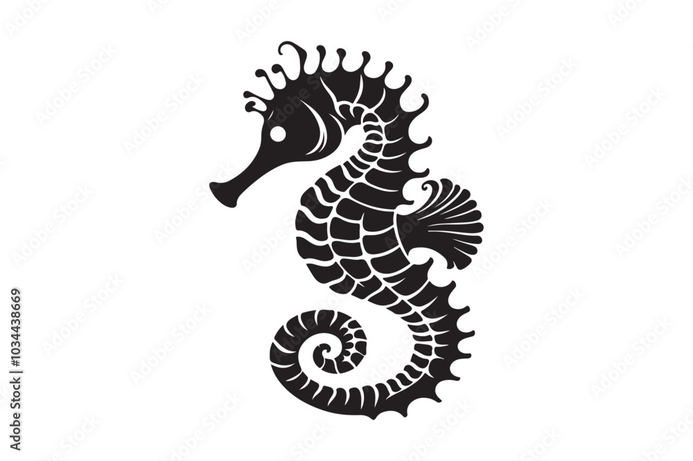 Fototapeta premium Seahorse silhouette vector clip art
