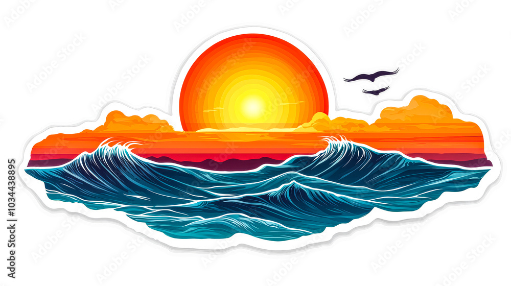 Serene Sunset Over Water in Minimalist Art Serene Sunset Over Water in Minimalist Art
