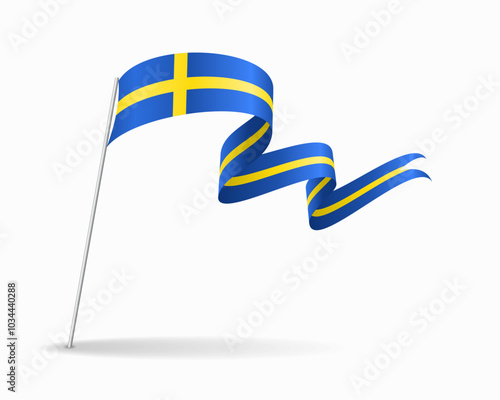 Swedish flag wavy background layout. Vector illustration.