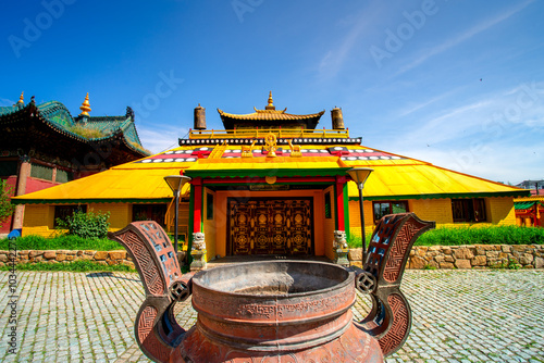 Gandantegchinlen Monastery, also known as Gandan Monastery, a Buddhist monastery in Ulaanbaatar and is the center of Buddhism in Mongolia photo