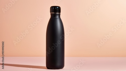 Minimalist View of a Black Insulated Water Bottle on Soft Background