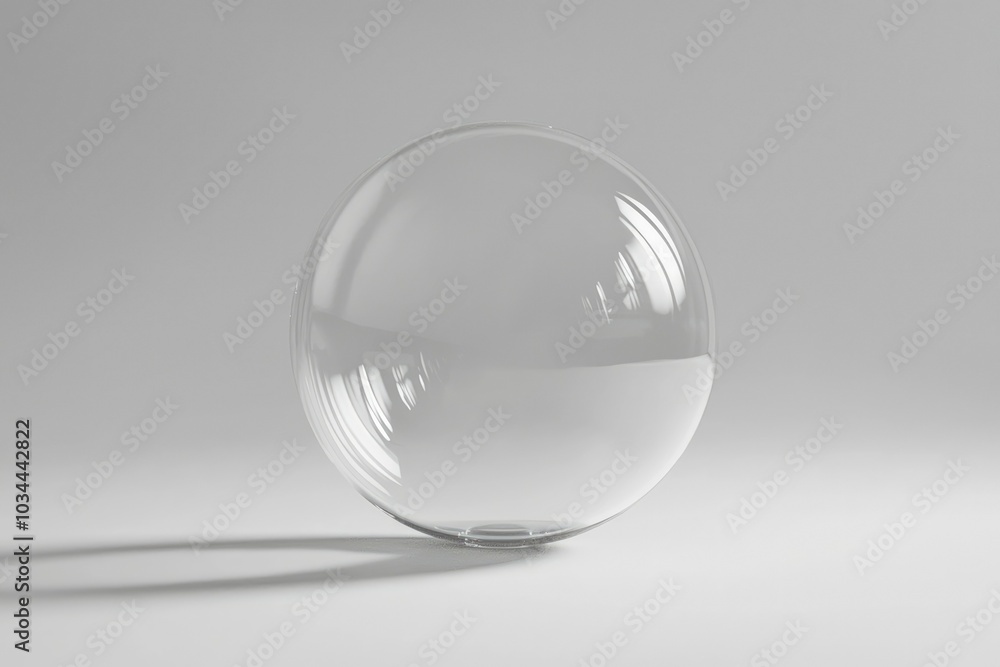 A Clear Glass Sphere Casts a Shadow on a White Surface A Clear Glass Sphere Casts a Shadow on a White Surface