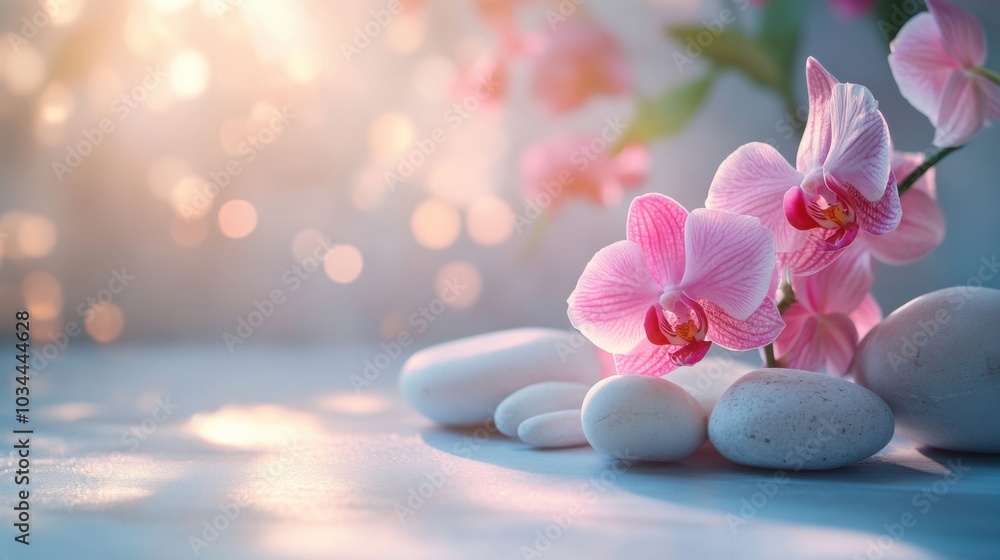 a pink flower sitting on top of a pile of rocks a pink flower sitting on top of a pile of rocks