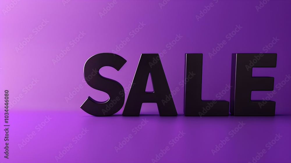 Black 'SALE' Sign on a Purple Background with Copy Space Black 'SALE' Sign on a Purple Background with Copy Space