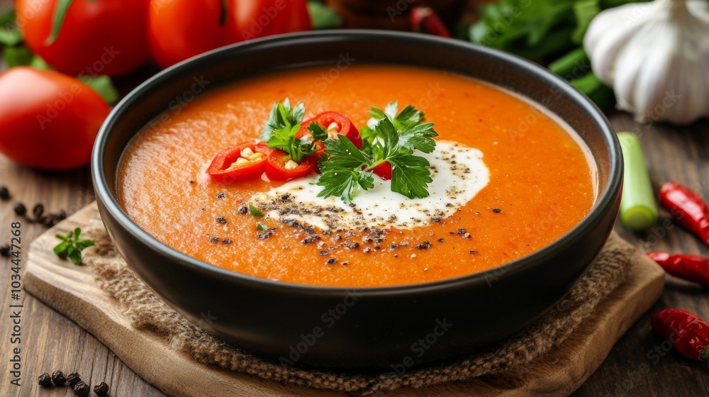 The national cuisine of Mexico: Soup with red pepper and chili. The national cuisine of Mexico: Soup with red pepper and chili.
