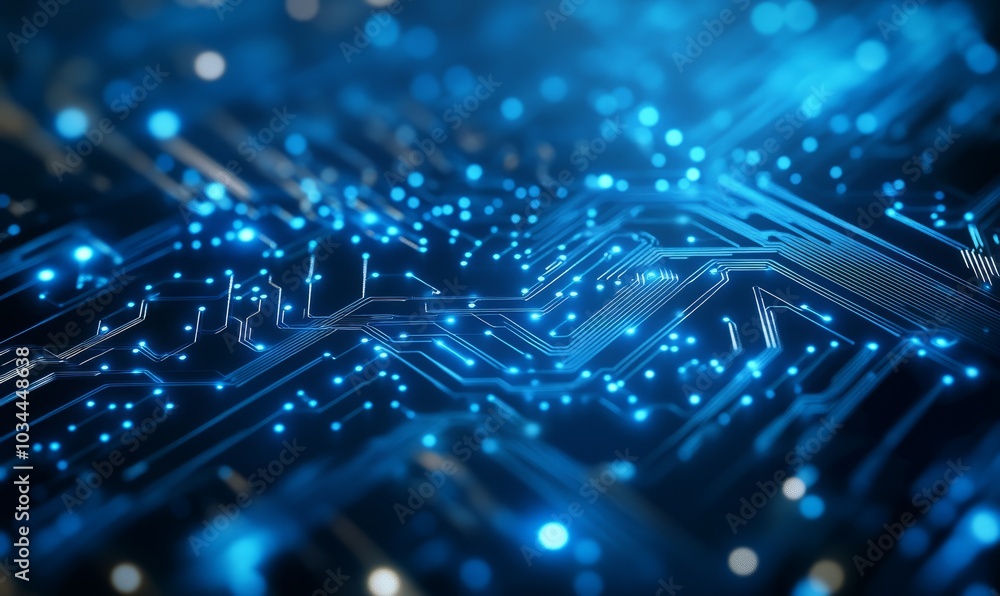 Circuit board blue technology concept. Hi technology connection, internet and digital system Circuit board blue technology concept. Hi technology connection, internet and digital system
