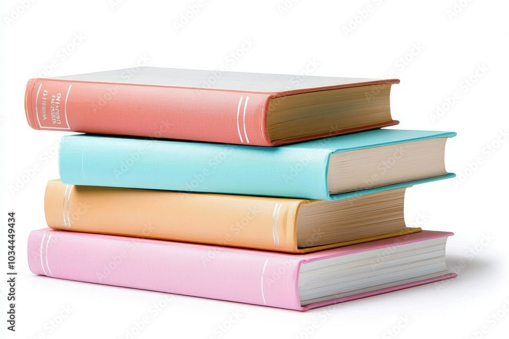 Stack of colorful books isolated on white background. Different types of books for reading. Education and back to school concept. Stack of colorful books isolated on white background. Different types of books for reading. Education and back to school concept.