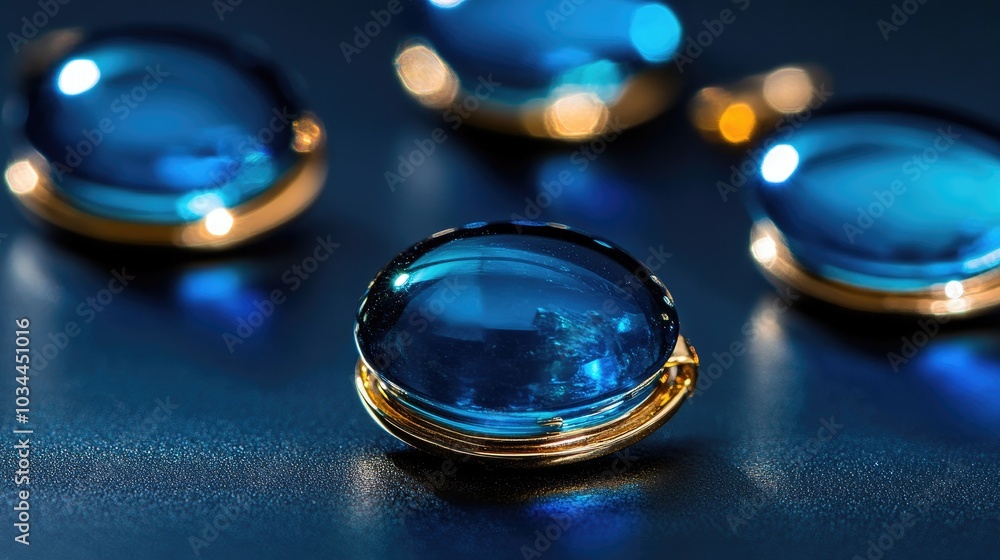 Elegant Blue Gemstones on Dark Surface Elegant Blue Gemstones on Dark Surface