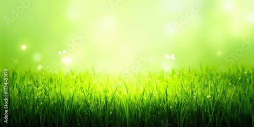 Bright and natural green field background, showcasing fresh grass in a real outdoor setting. Ideal for nature themes, gardening, and environmental projects