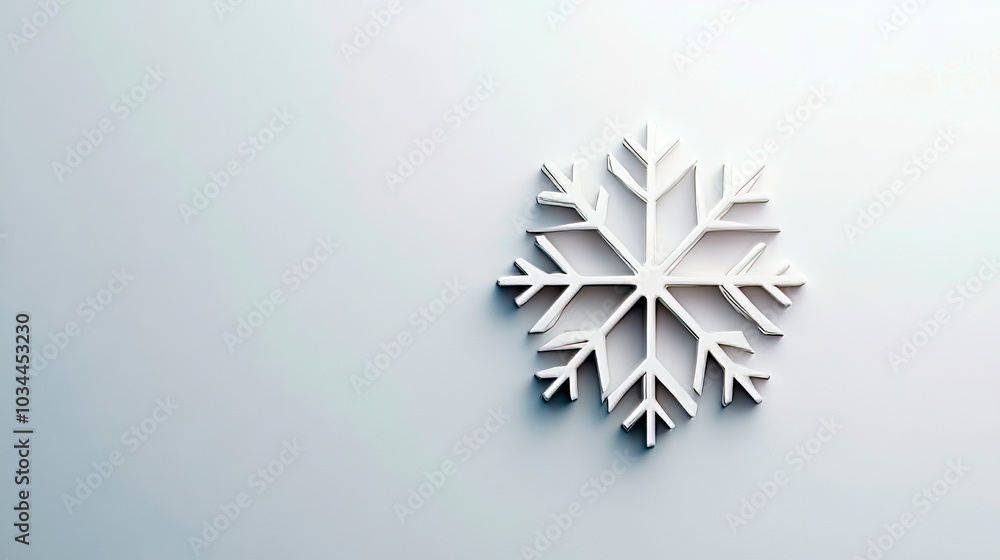 Minimalist Snowflake Icon on Plain Light Background, Space for Copy Minimalist Snowflake Icon on Plain Light Background, Space for Copy