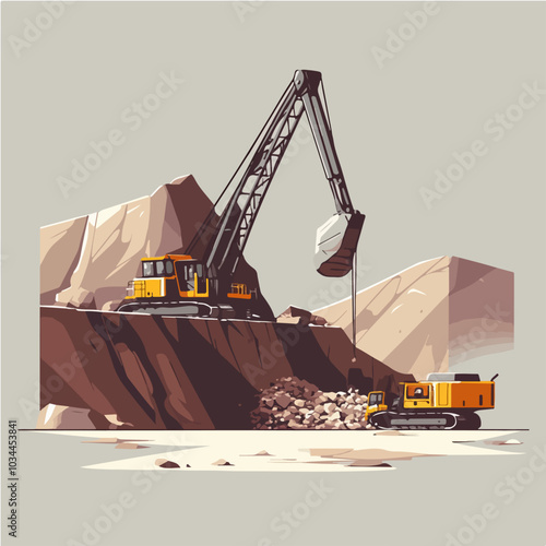 Illustration of heavy quarry equipment.