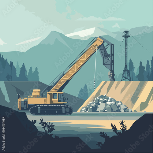 Illustration of heavy quarry equipment.