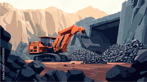 Illustration of heavy quarry equipment.