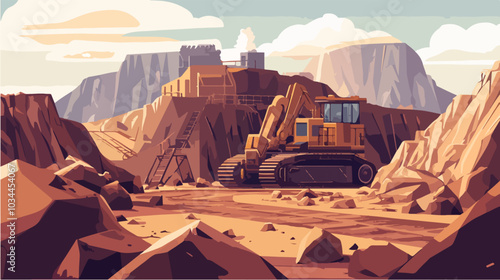 Illustration of heavy quarry equipment.