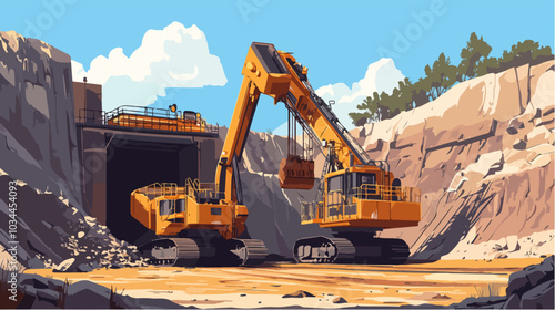 Illustration of heavy quarry equipment.