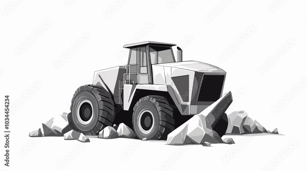 Naklejka premium Black and white illustration of heavy quarry equipment.