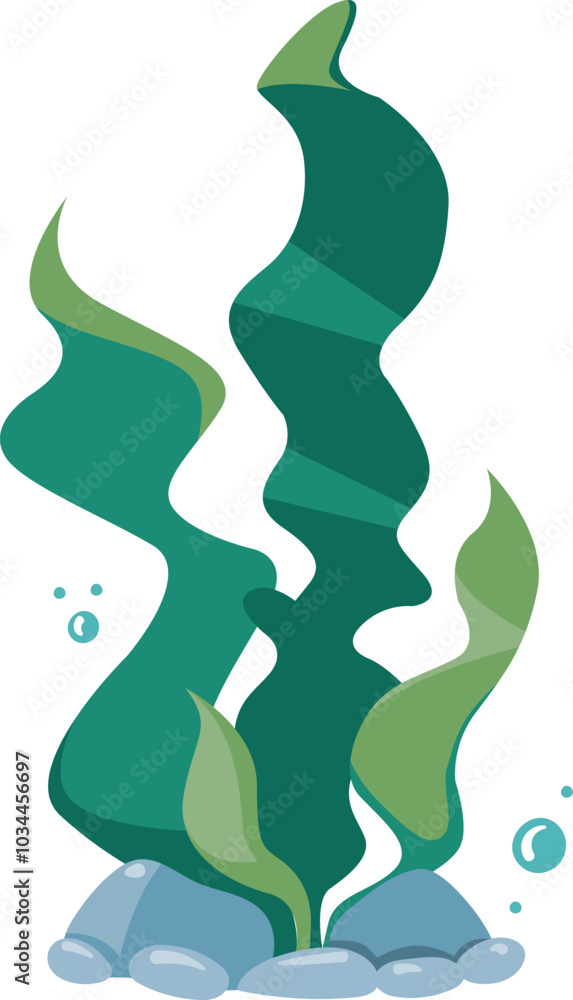 Green underwater plant cartoon icon. Aquatic algae Green underwater plant cartoon icon. Aquatic algae