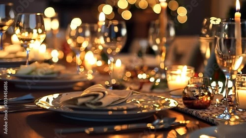 Elegant birthday dinner setting with candles, Video