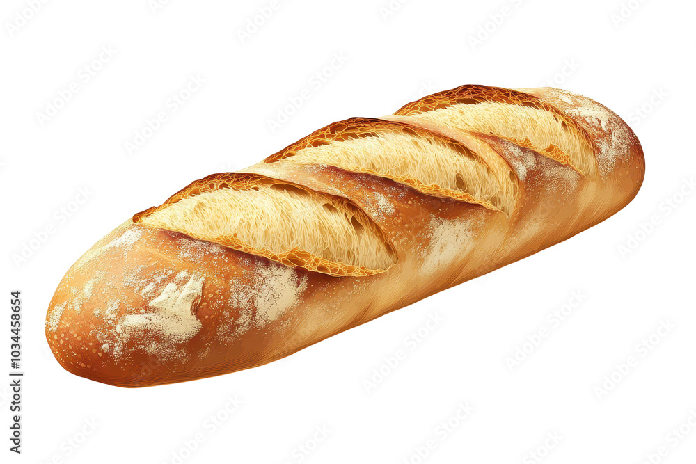Baked baguette PNG isolated on transparent background, white background. Baked baguette PNG isolated on transparent background, white background.