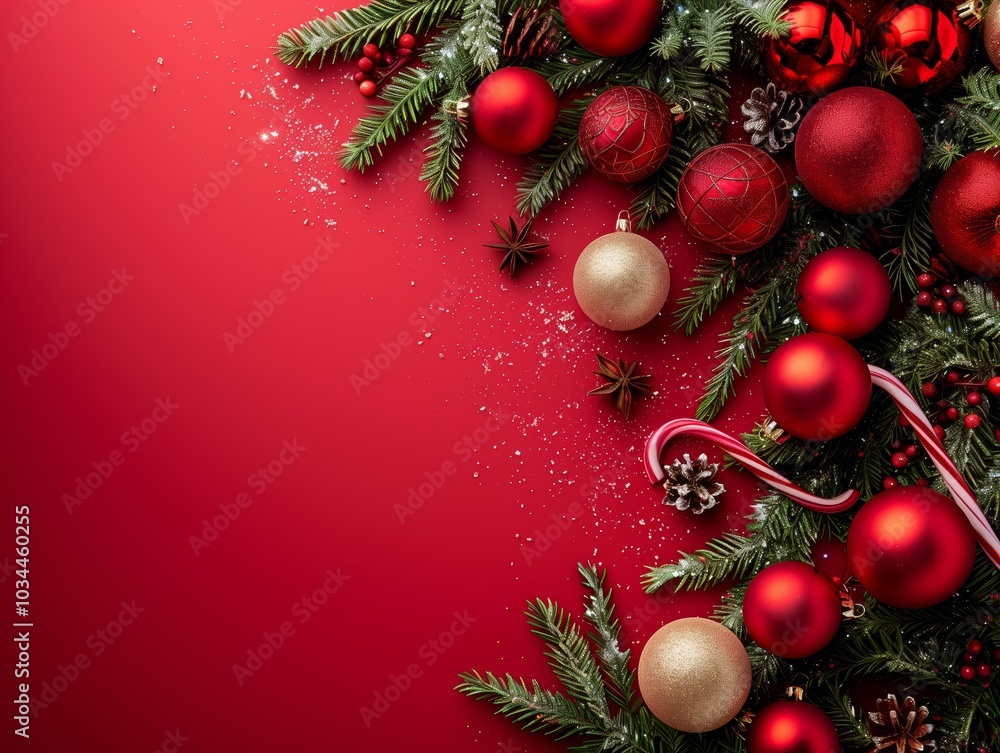 Red Christmas background with a Christmas tree Red Christmas background with a Christmas tree