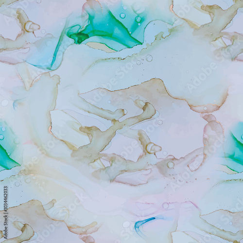 Metal Ink Vector. Modern Abstract Template. Gold Marble Watercolor. Fluid Elegant Repeat. Green Ink Paint. Water Color Marble. Pink Seamless Background. Marble Alcohol Ink. Blue White Watercolor.