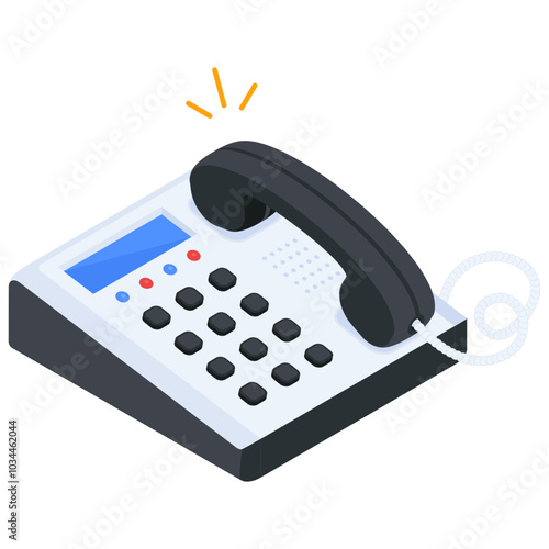Office Landline Phone Isometric Icon