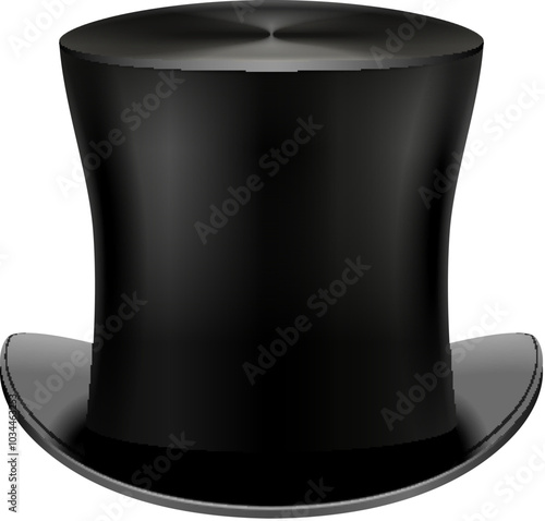 Black cylinder hat realistic mockup. Male top headdress