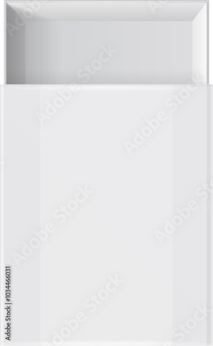 Open drawer realistic white mockup top view