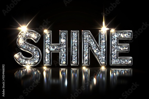 Wallpaper Mural Shiny diamond text "SHINE" with sparkling lights Torontodigital.ca
