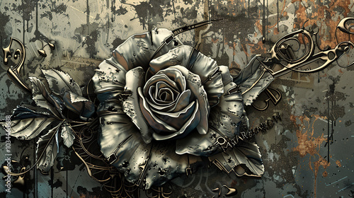 floral, vintage background, peony, flower, products, engineer, generative, artificial intelligence, steampunk, background, clockwork, brooch, rose, flower, love, nature, pink, decoration, bouquet, ros