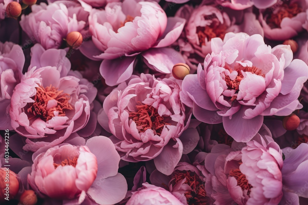 A stunning display of vibrant peony flowers in shades of pink blooming beautifully with delicate petals and rich textures on a warm spring day A stunning display of vibrant peony flowers in shades of pink blooming beautifully with delicate petals and rich textures on a warm spring day