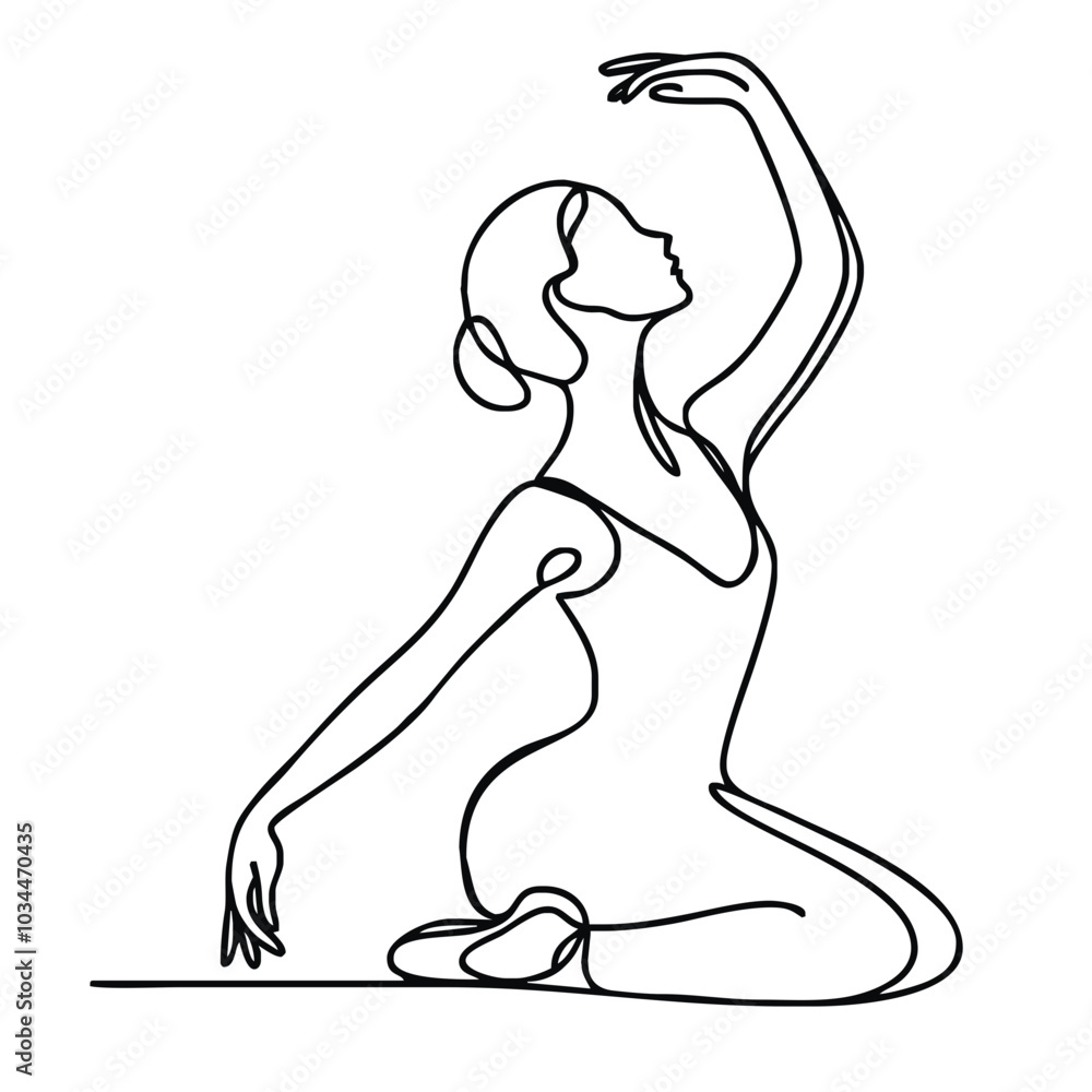 A simple continuous line drawing of Ballet dancer. Icon. Vector drawing. One-line drawing. A simple drawing depicting a continuous line of a tableware item A simple continuous line drawing of Ballet dancer. Icon. Vector drawing. One-line drawing. A simple drawing depicting a continuous line of a tableware item