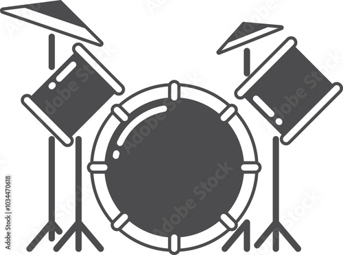 Drum set black icon. Rock concert symbol
