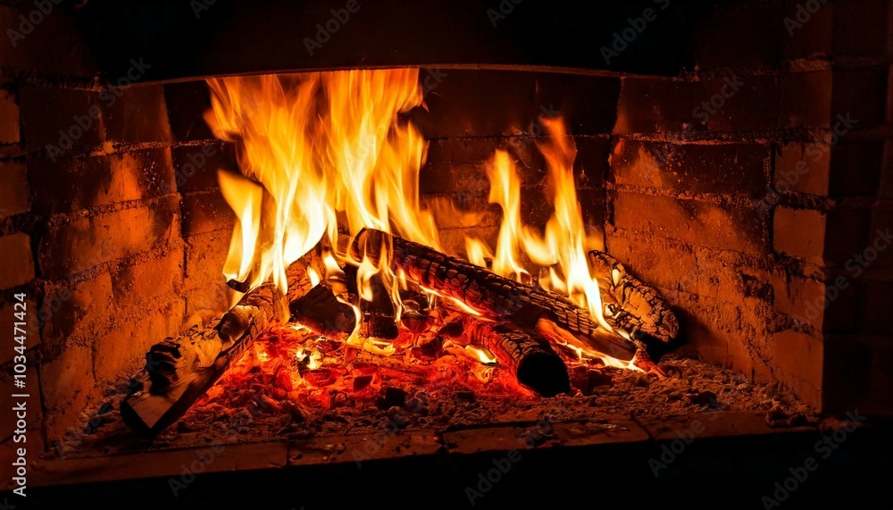fireplace with burning logs fireplace with burning logs