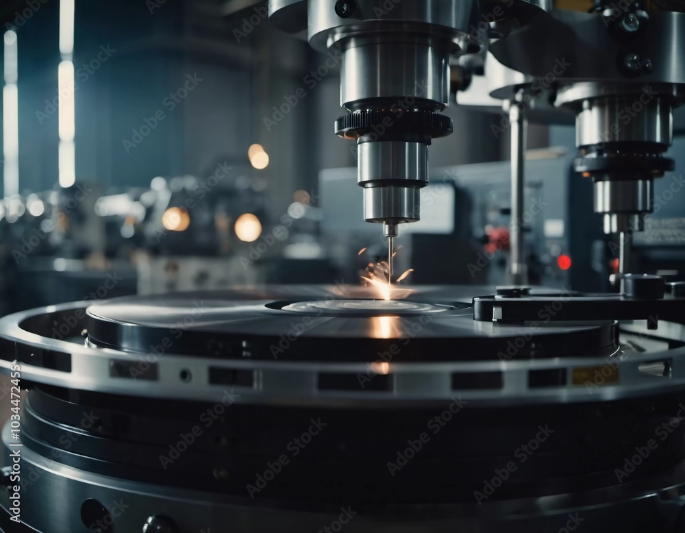 A manufacturing facility showcases advanced milling processes with a machine tool creating intricate parts, emphasizing engineering precision and efficiency. Generative AI A manufacturing facility showcases advanced milling processes with a machine tool creating intricate parts, emphasizing engineering precision and efficiency. Generative AI