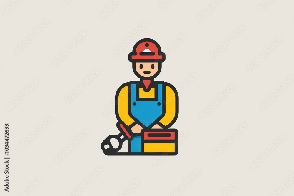 Cartoon Illustration of a Construction Worker Holding a Toolbox in Colorful Work Attire on a Plain Background Cartoon Illustration of a Construction Worker Holding a Toolbox in Colorful Work Attire on a Plain Background